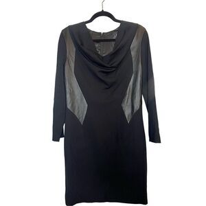 DS Lab black body con dress with leather panel inserts size 12